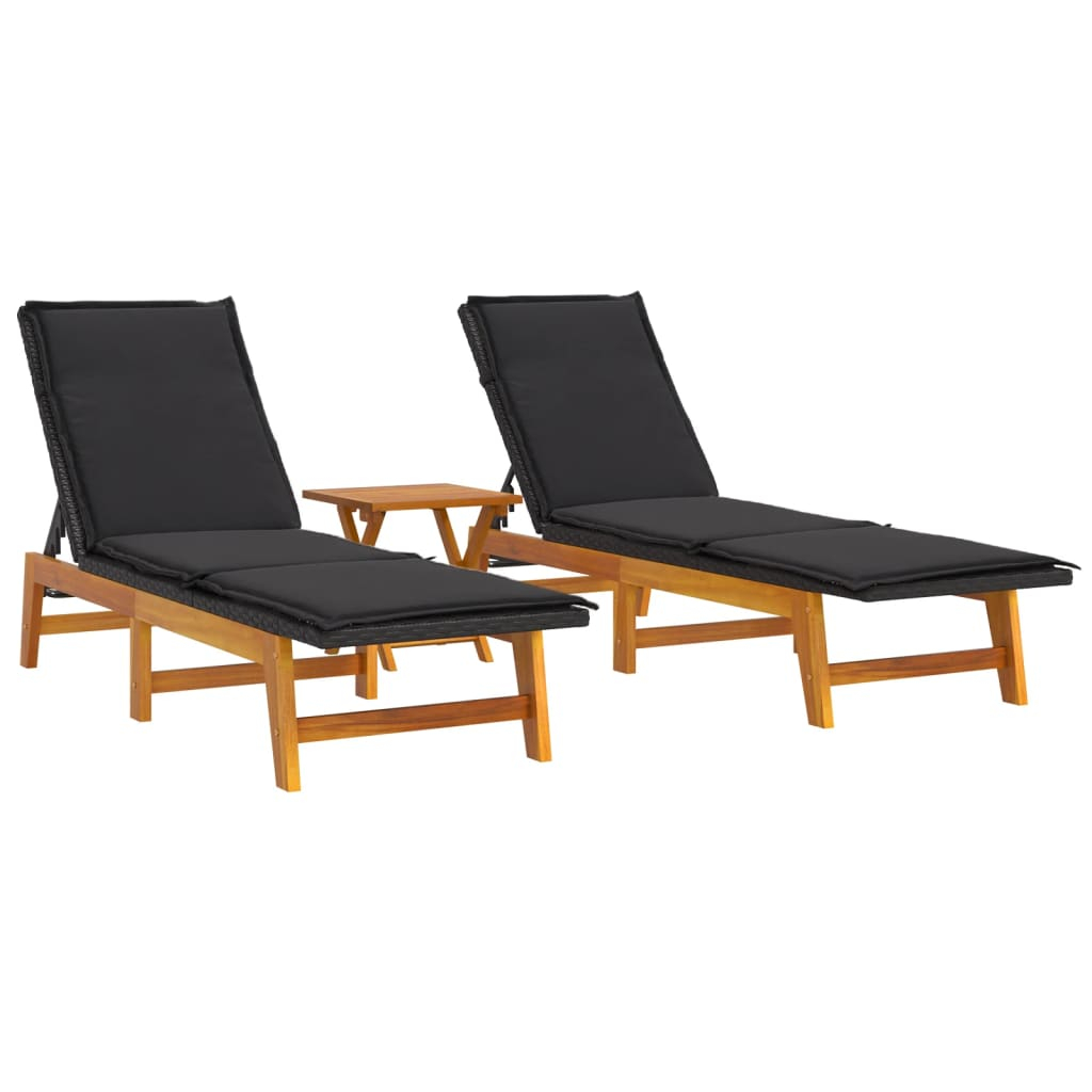 vidaXL set de muebles de jardín 3 piezas ratán sintético madera acacia