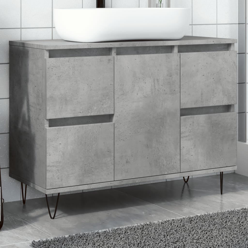 Mueble de baño madera de ingeniería gris hormigón 80x33x60 cm esb5028