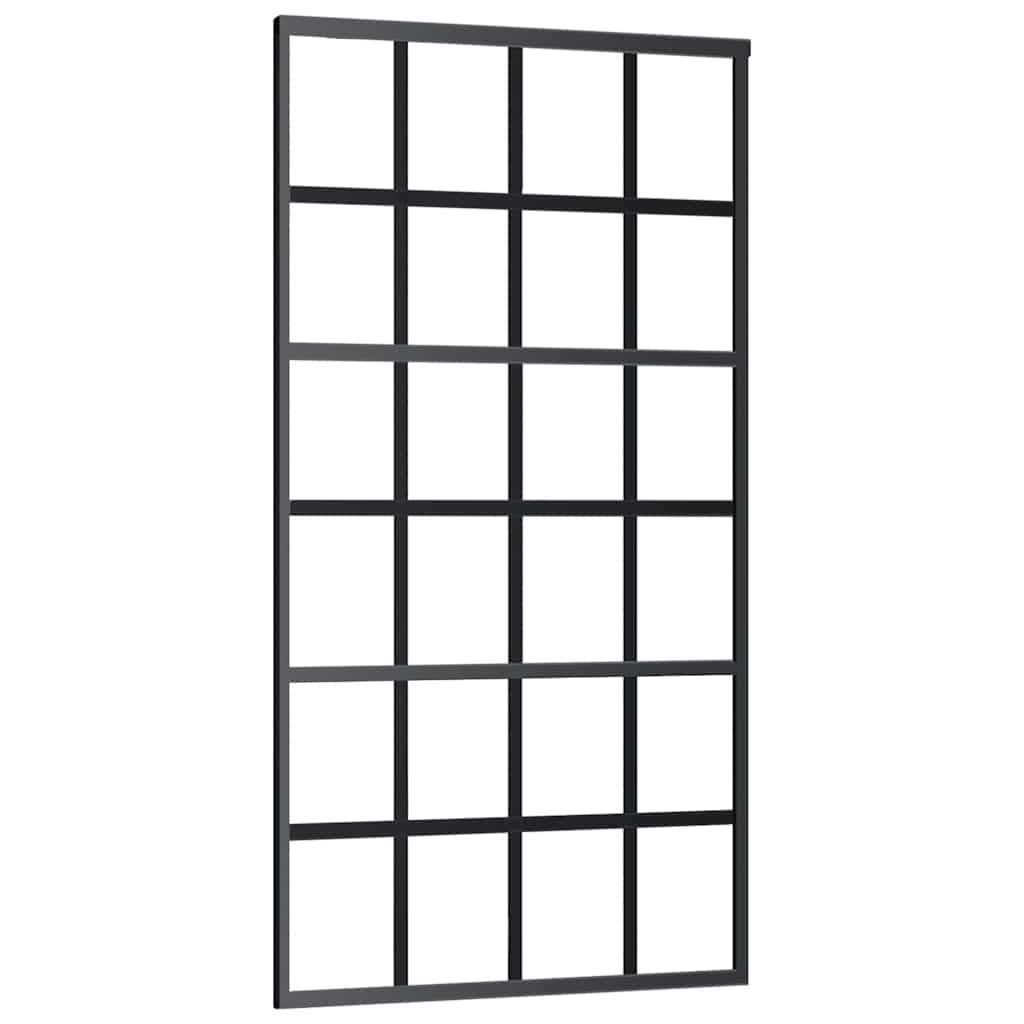 vidaXL puerta corredera esg vidrio y aluminio negra 102x205 cm