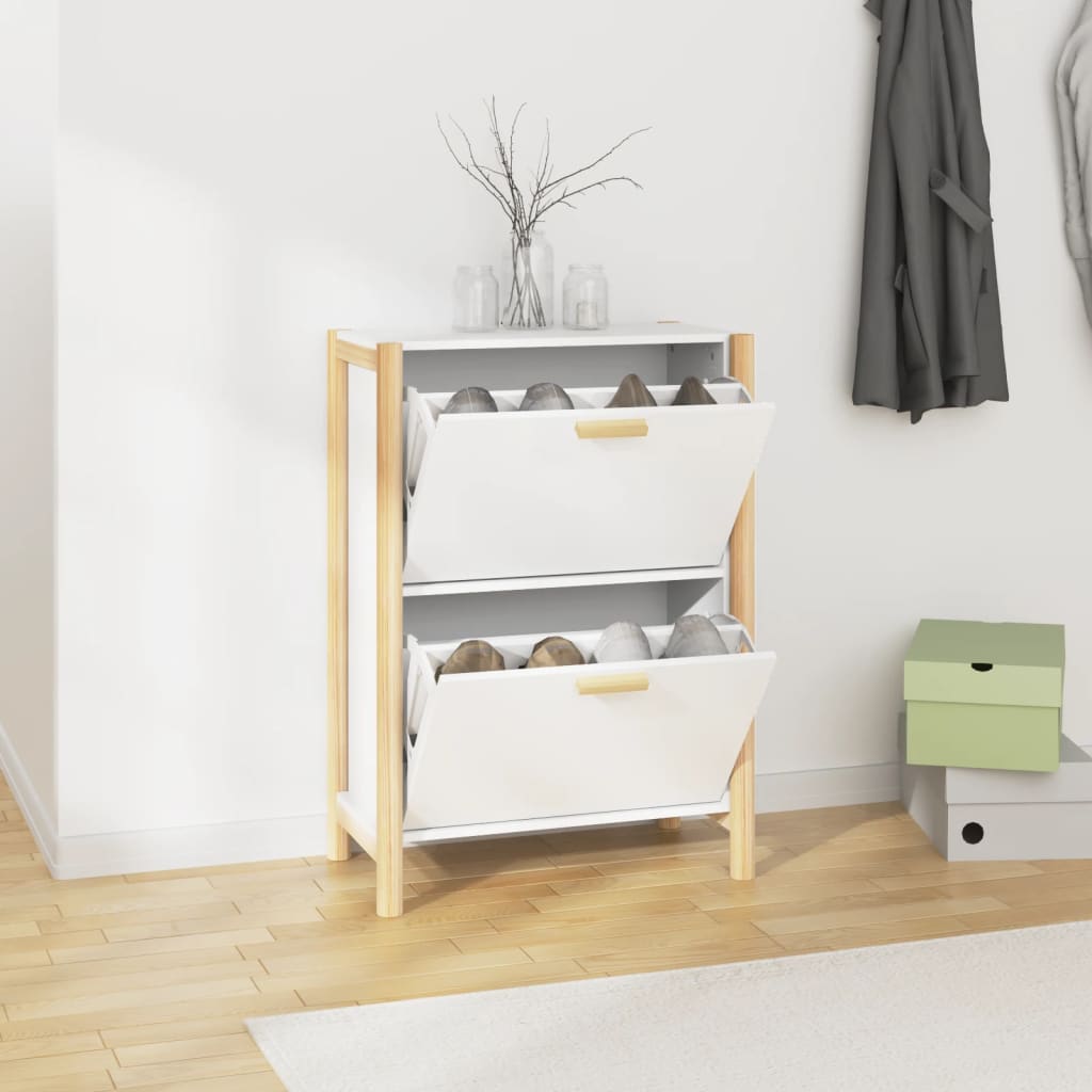 Mueble zapatero madera contrachapada blanco 57,5x33x80 cm es5326