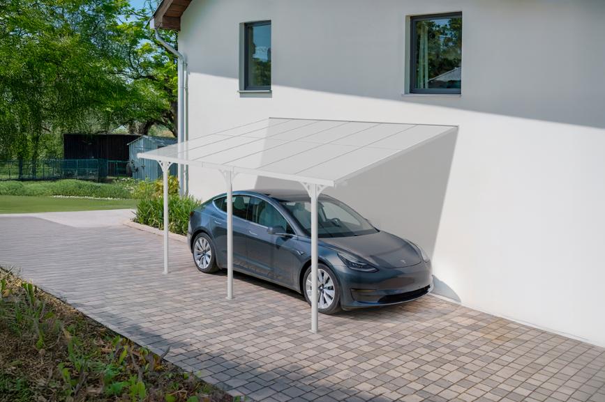 Pérgola de pared aluminio kleo blanco 400 x 300cm-de techo policarbonato