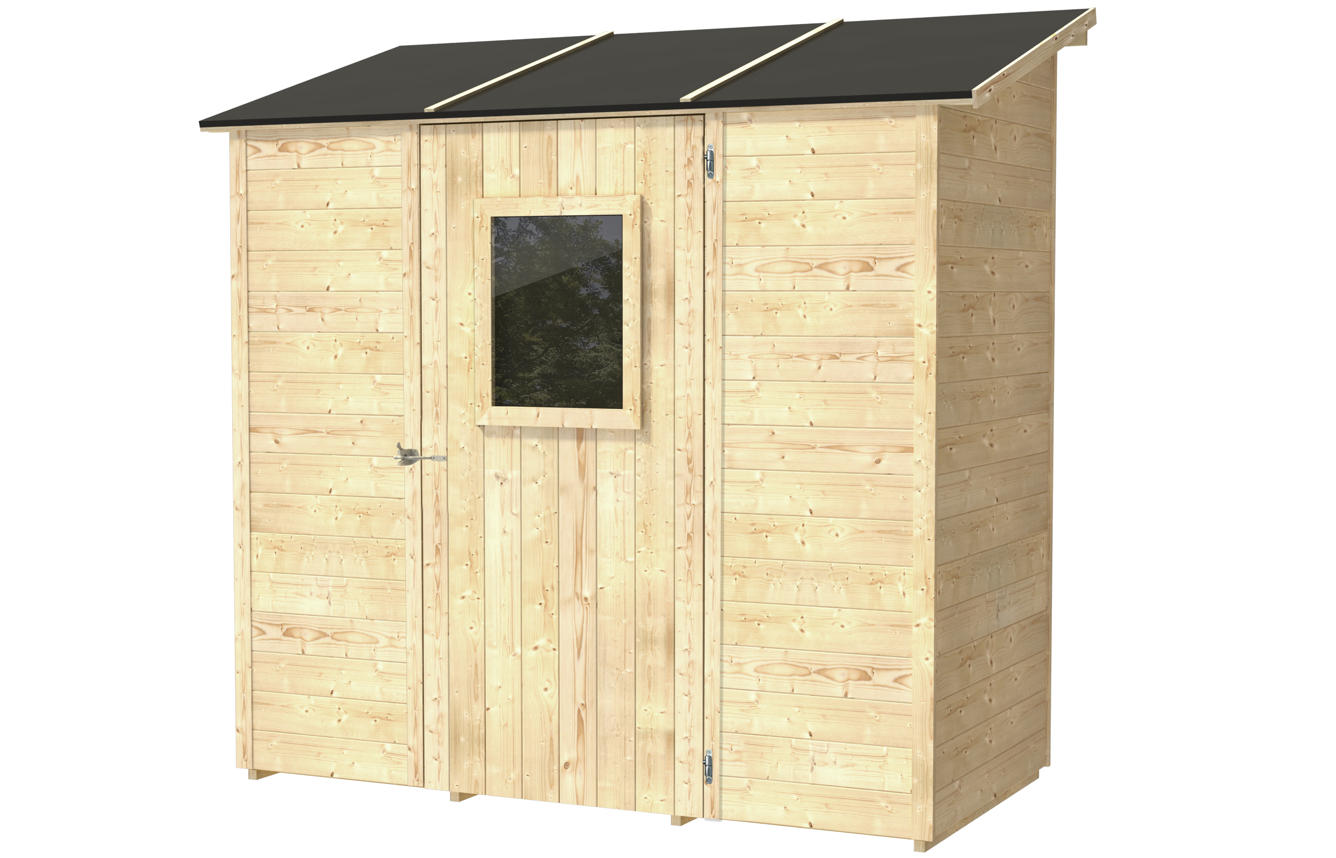 Alce - caseta vaniglia addossata 207x102 madera abeto, puerta con ventana