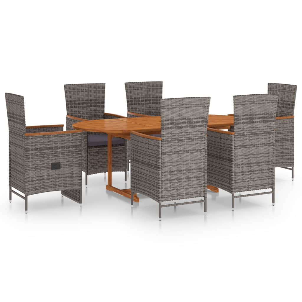 vidaXL juego de comedor de jardín 7 piezas ratán sintético gris