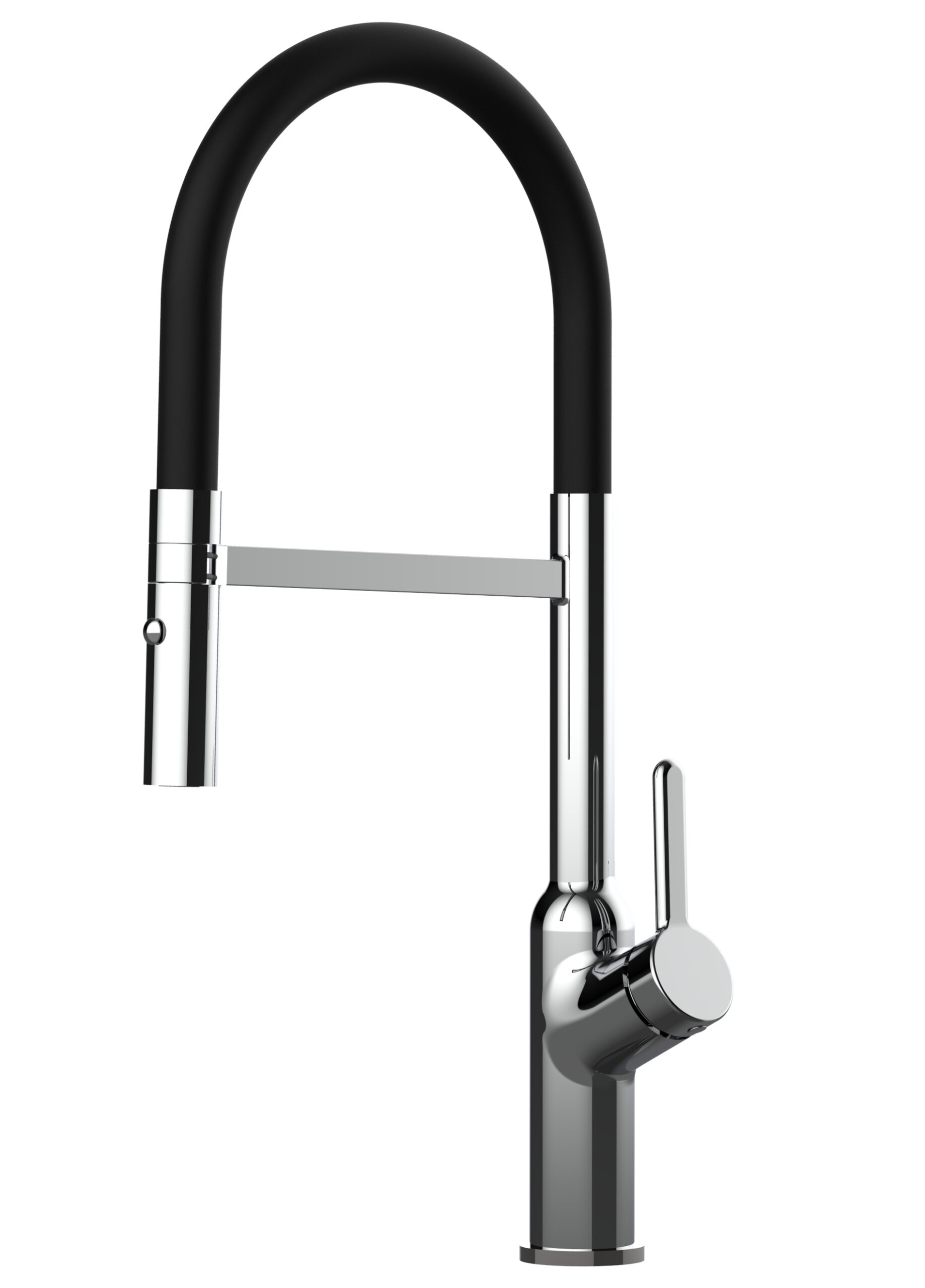 Grifo de cocina cromado caño giratorio 360° negro flexible ducha 2chorros