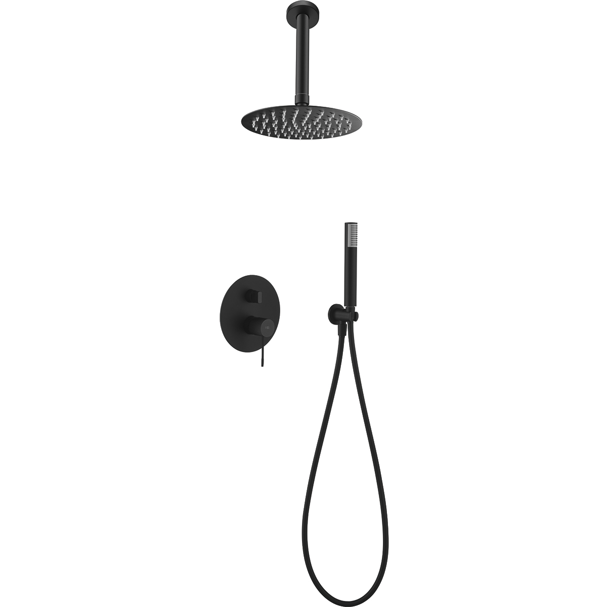 Imex-conjunto ducha top negro mate monomando empotrado ø25cm