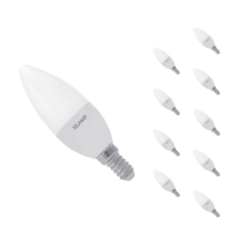 Bombilla LED e14 8w 220v c37 180° (pack de 10) - blanco cálido 23