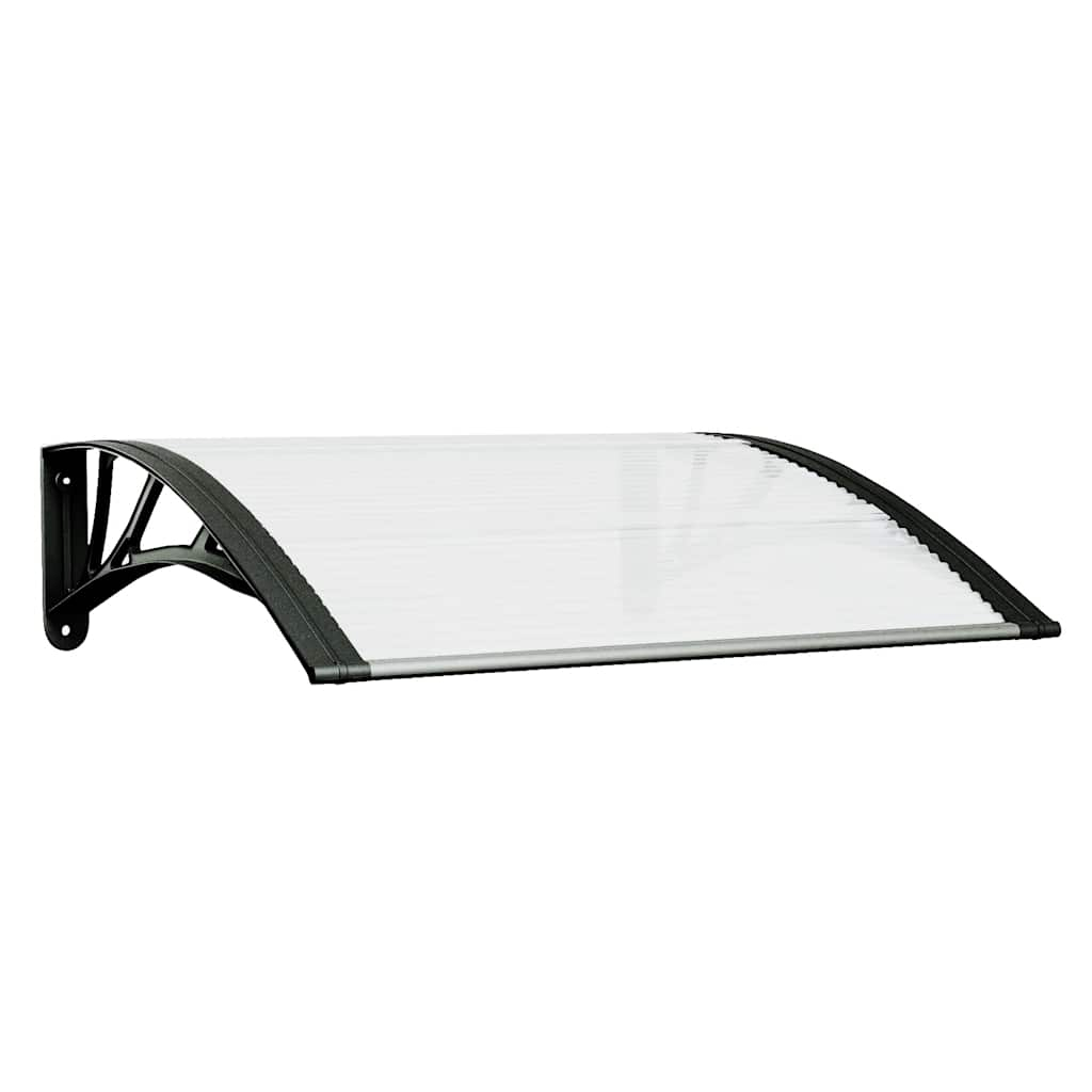 vidaXL marquesina puerta policarbonato negro y transparente 80x75 cm
