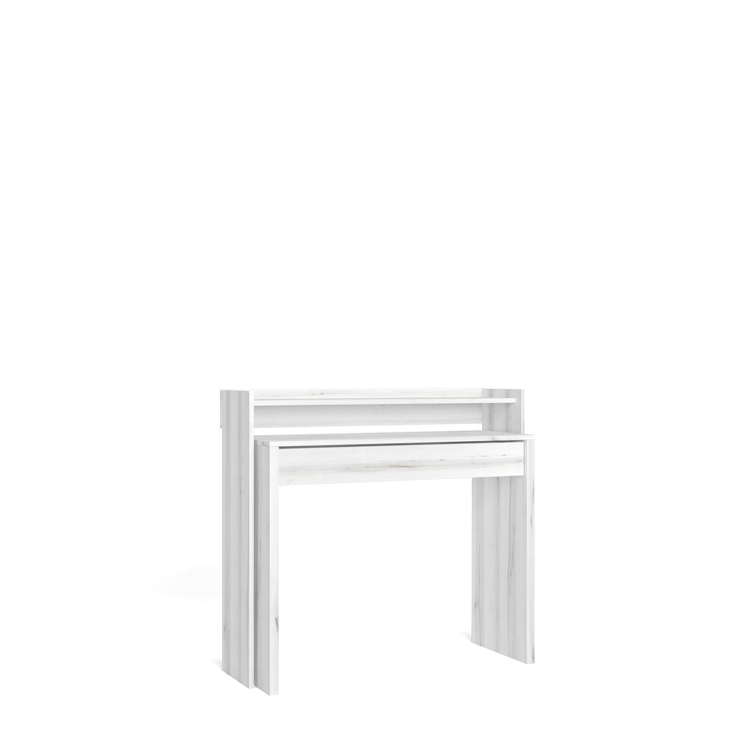 Escritorio extensible, 99x90x35cm, blanco veteado