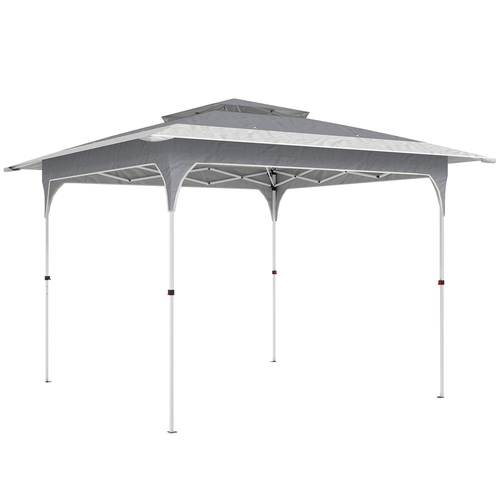 Carpa plegable 352x352x278 cm tela oxford, metal color gris Outsunny