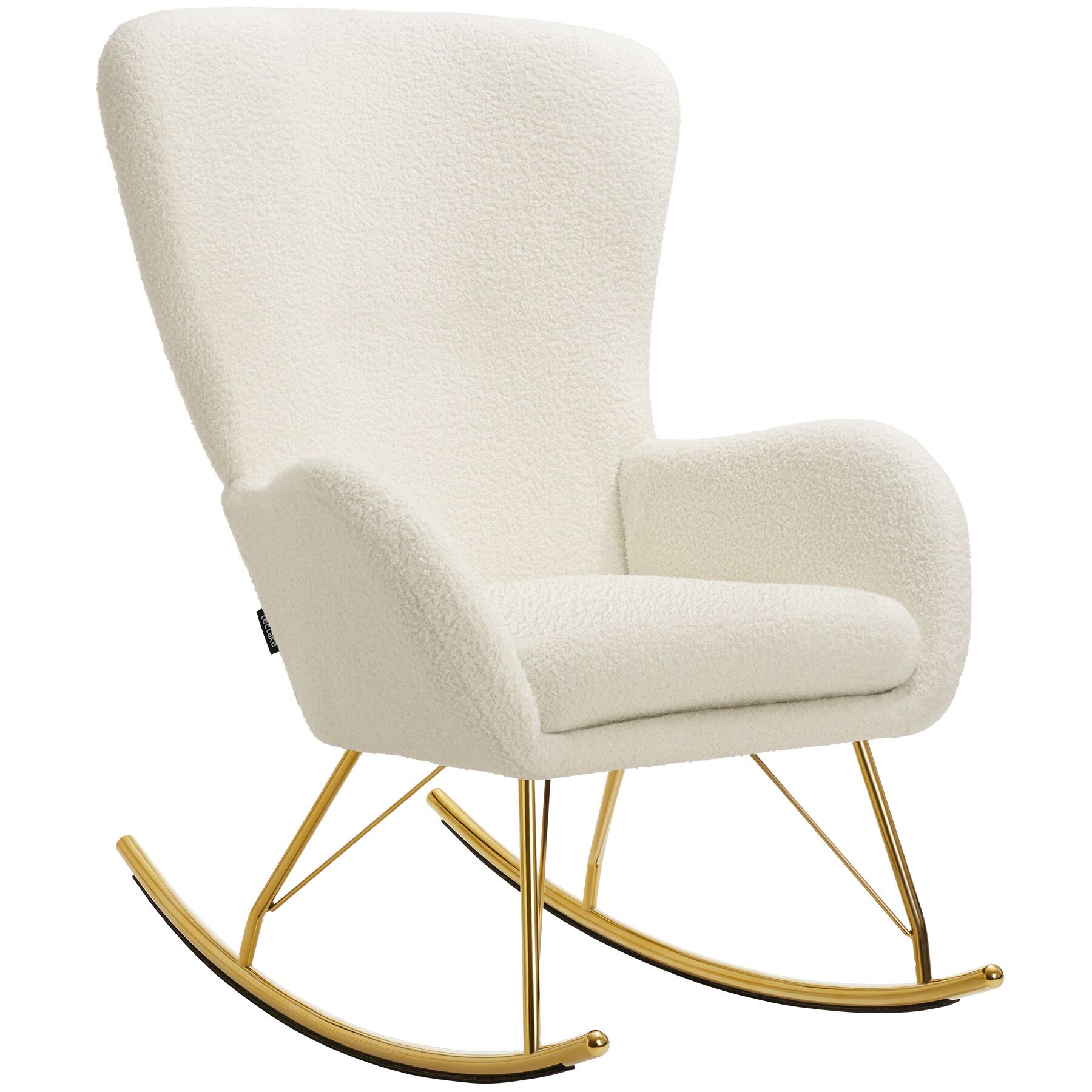 Mecedora swing con patines de acero y acolchado grueso, beige