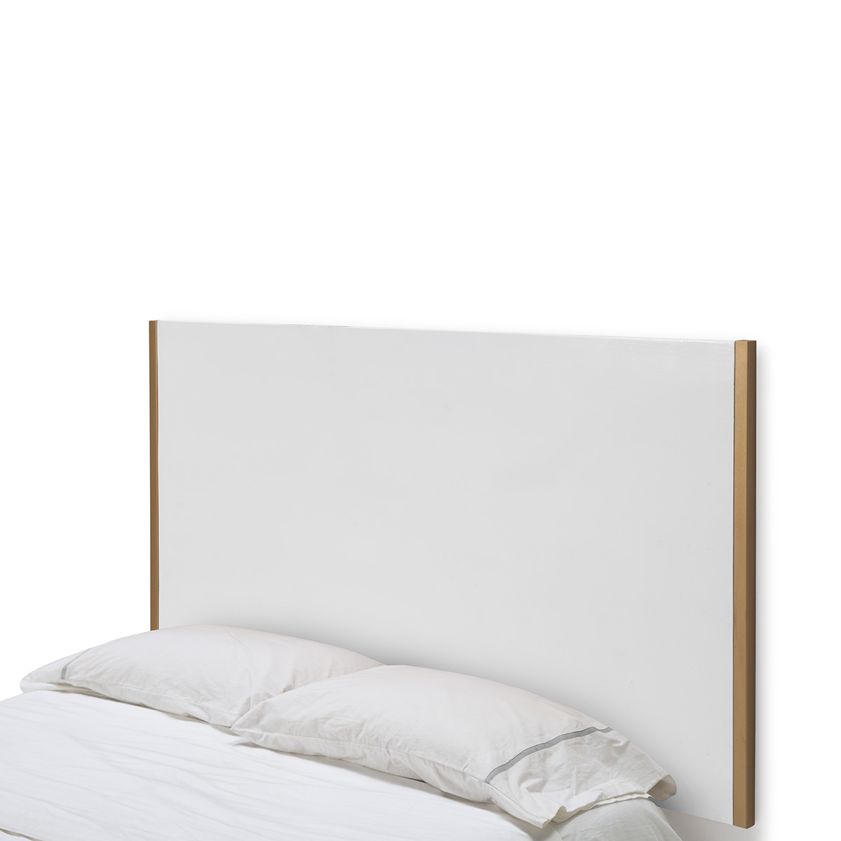 Cabecero 190x3x90 madera blanco, metal dorado