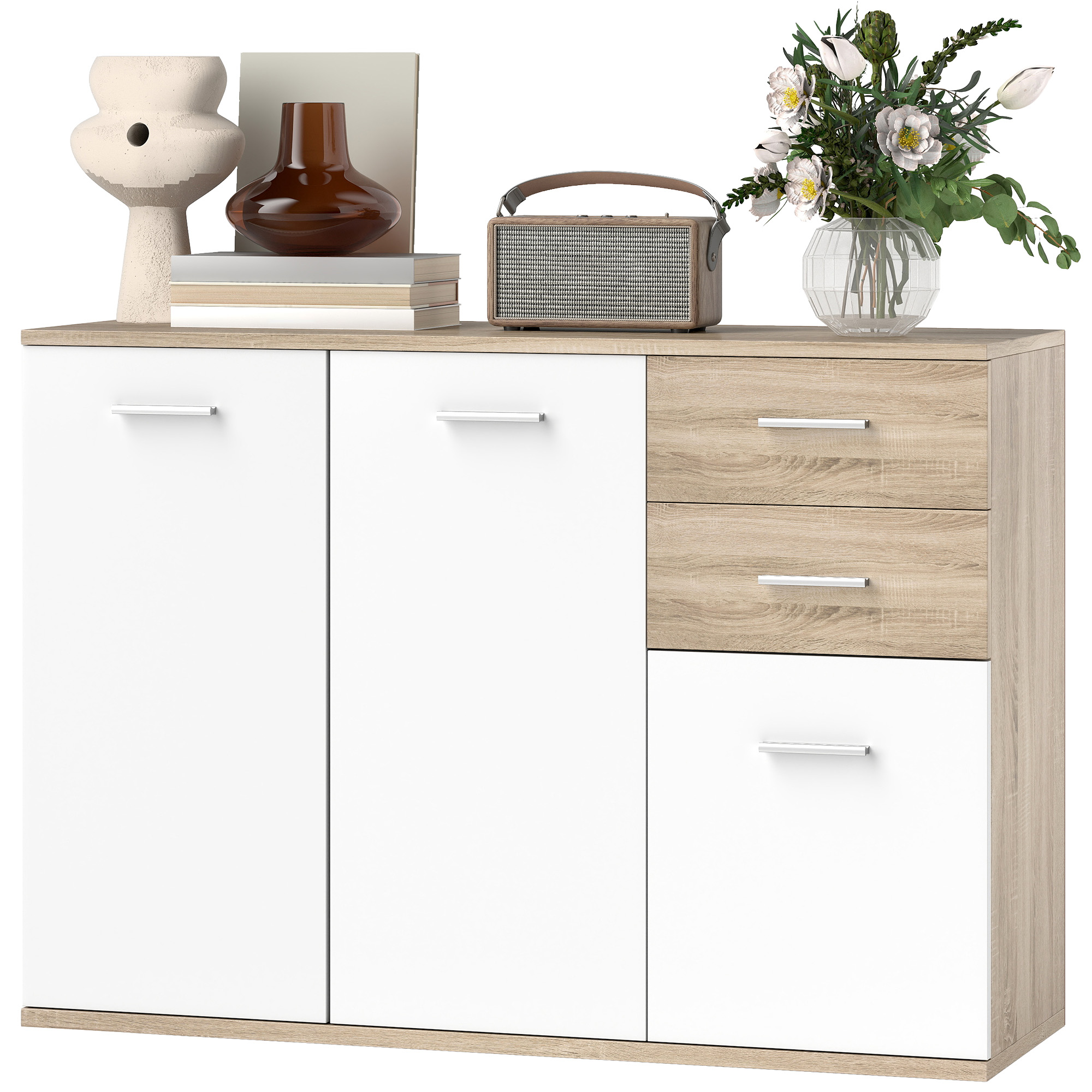 Aparador tablero de partículas madera natural 106x35x76 cm
