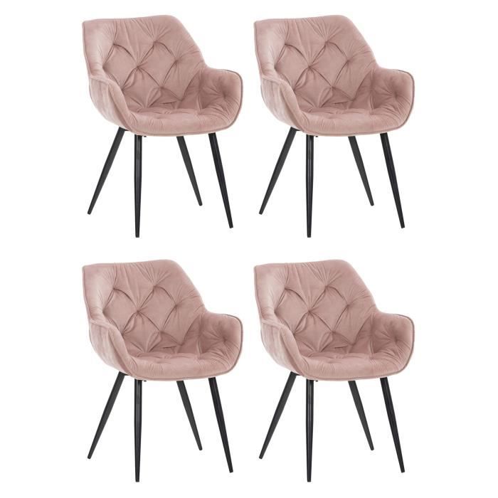 Silla retro de terciopelo rosa - lote 4