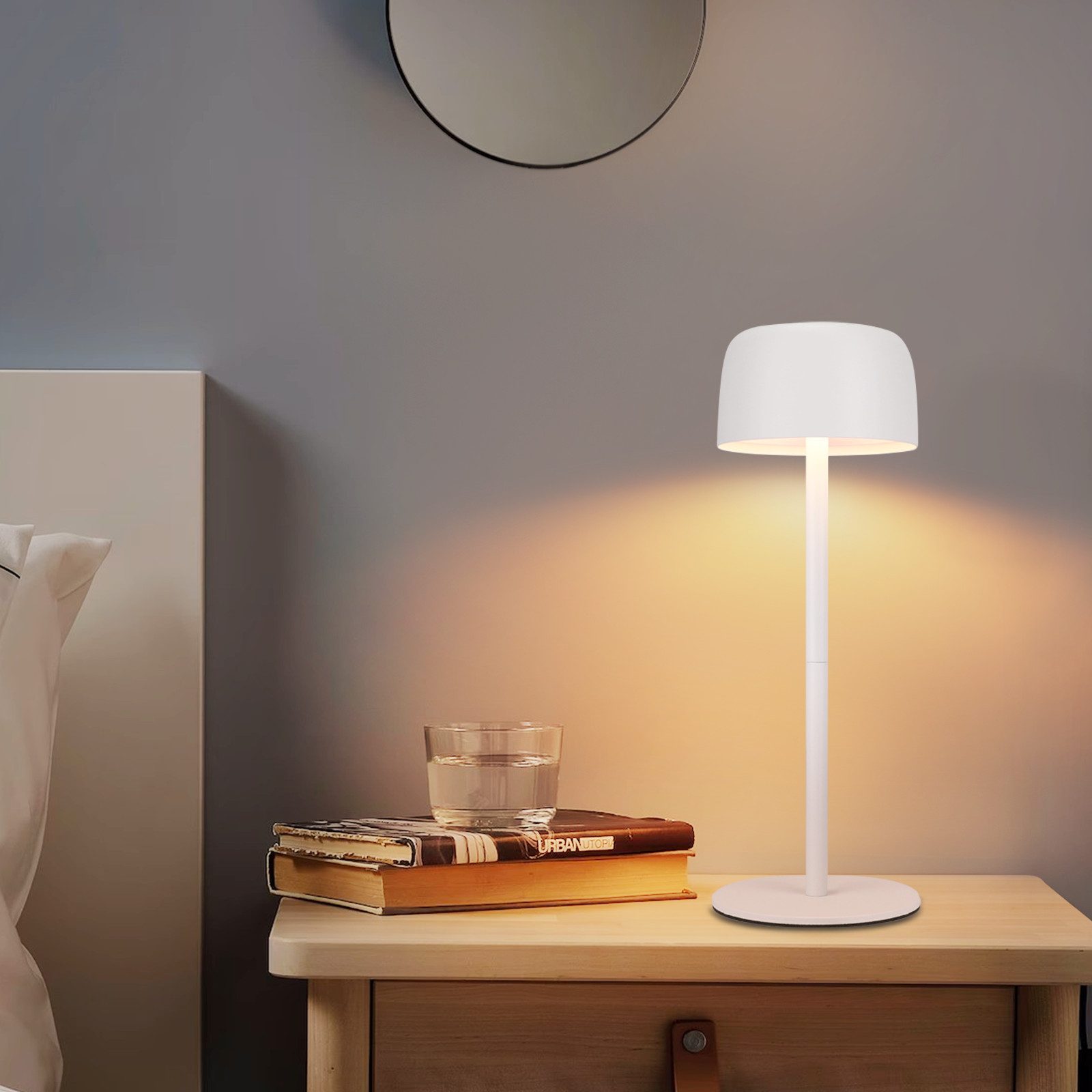 Nettlife lámpara de mesa blanco 9x9 ip44