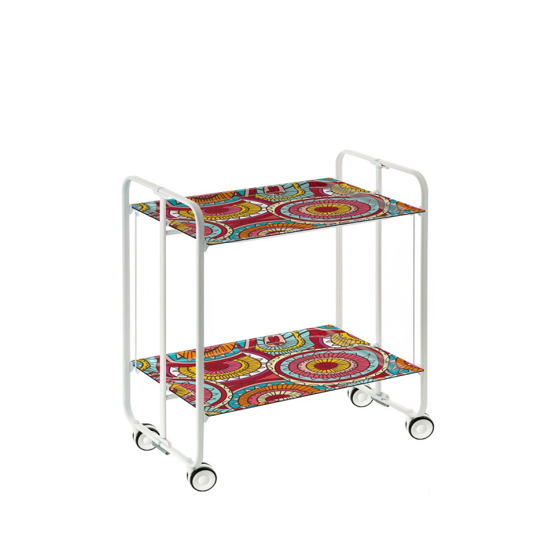 Carrito auxiliar con ruedas bauhaus armazón metálico blanco, 2 bandejas