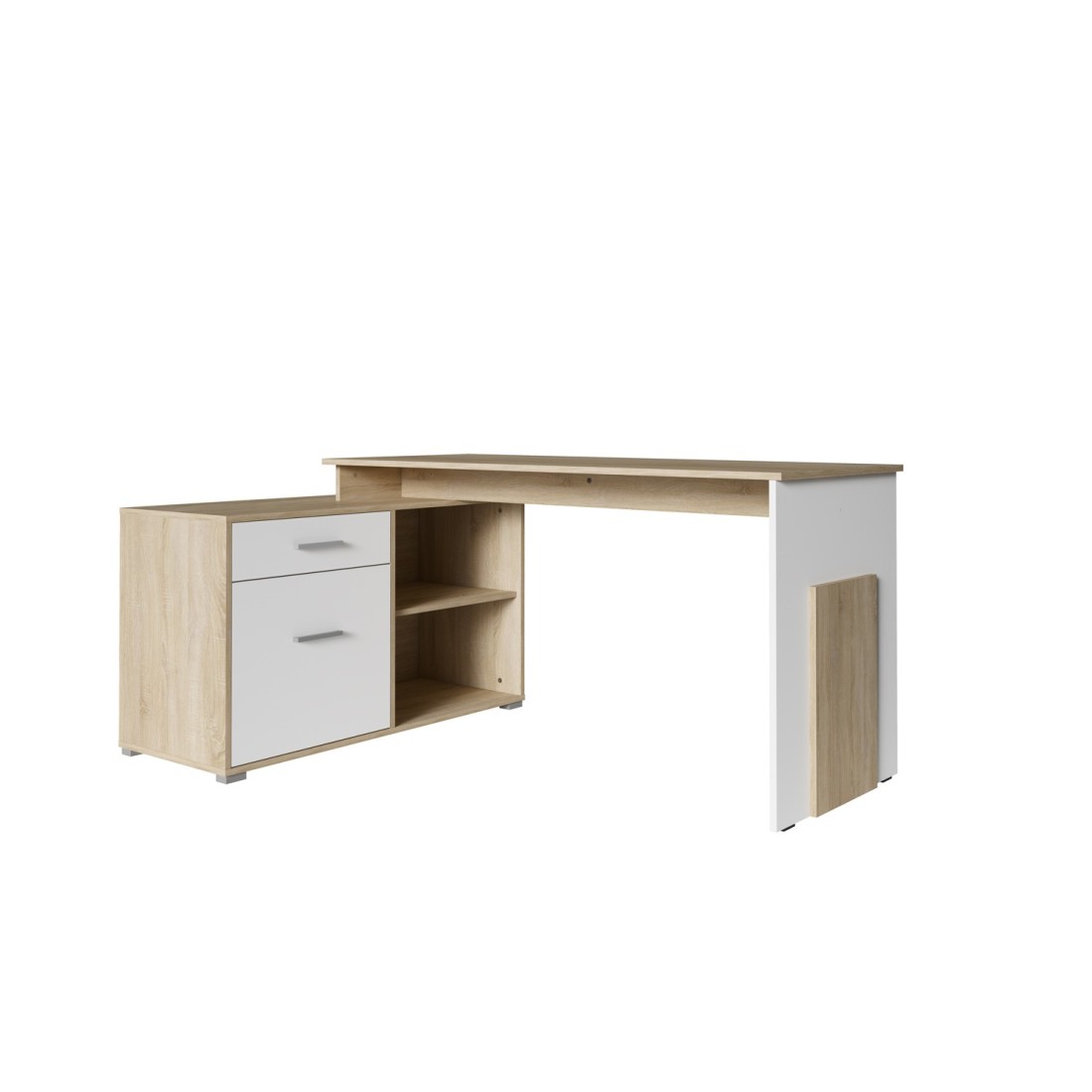 Bureau d'angle - roble claro y blanco - colección como