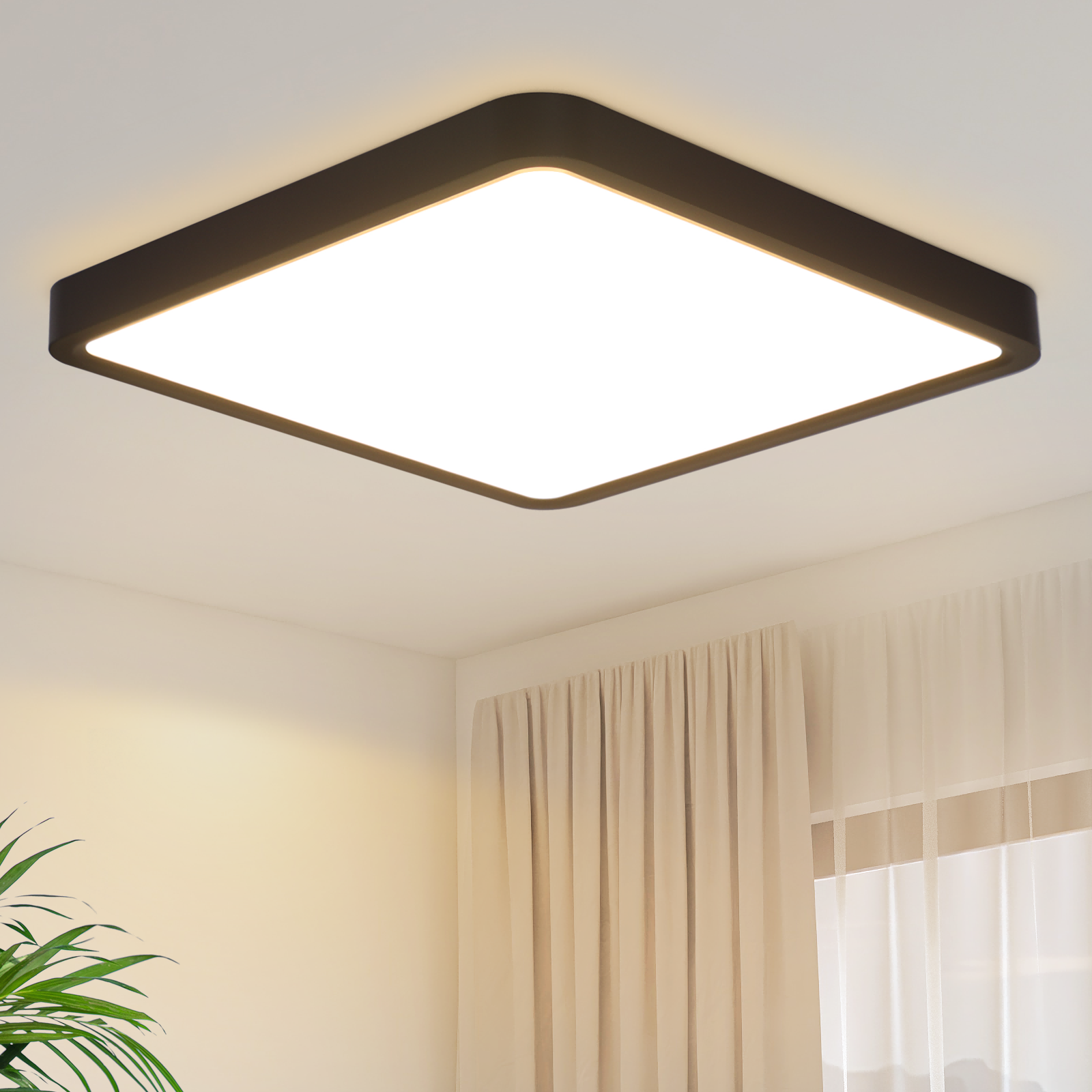 Nettlife lámpara LED lámpara plana dormitorio 23cm 18w cuadrado negro