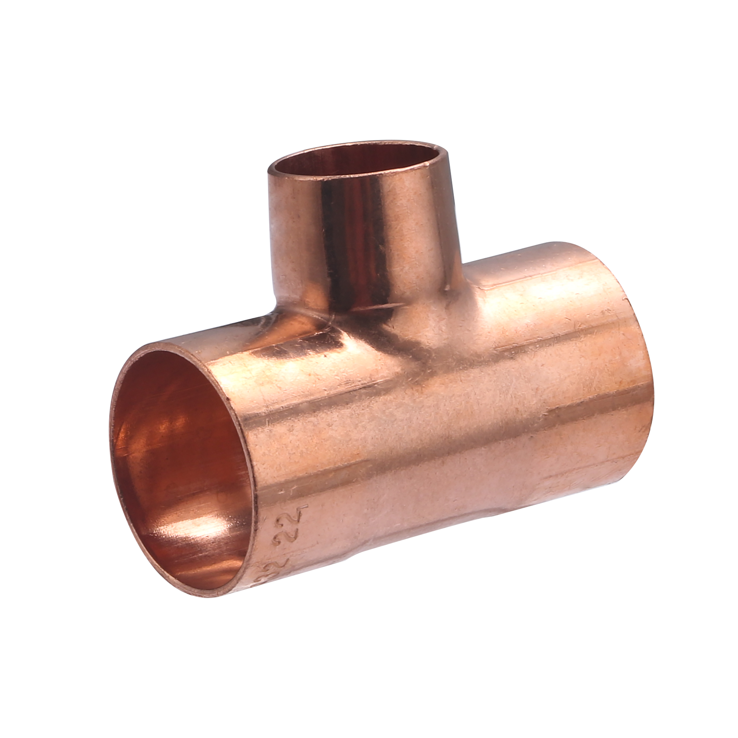 Conector de cobre para soldar en forma de 't' reducido ø32 - ø22 - ø32