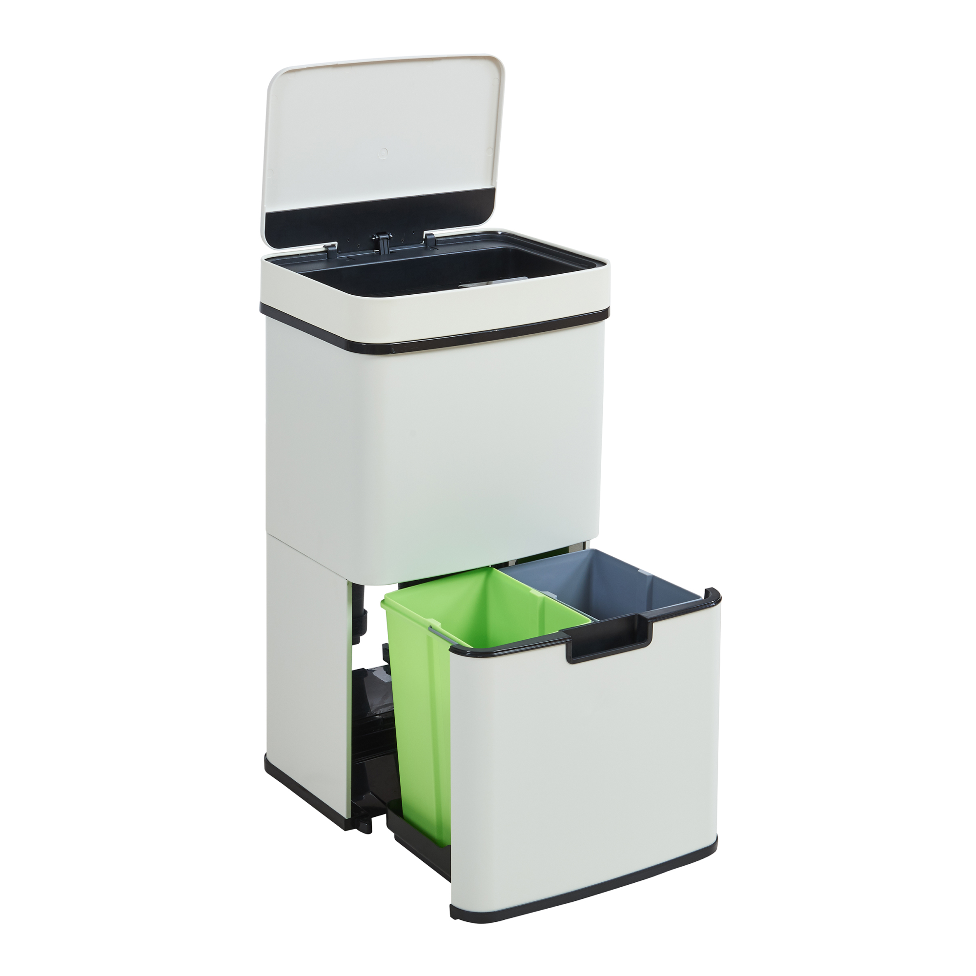 Cubo de basura automático venna con cajón 72 l acero beige [en.casa]