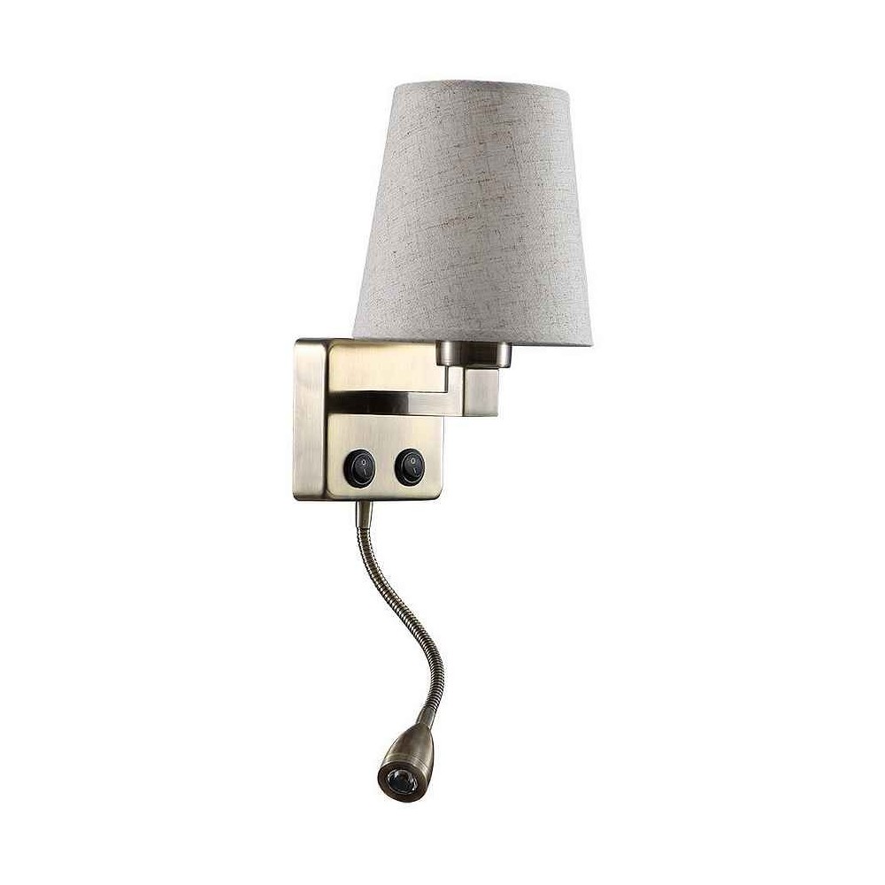 Aplique 3w 4000k +1xE27 paulo cuero/pantalla beige 285lm 37x14x17cm doble e