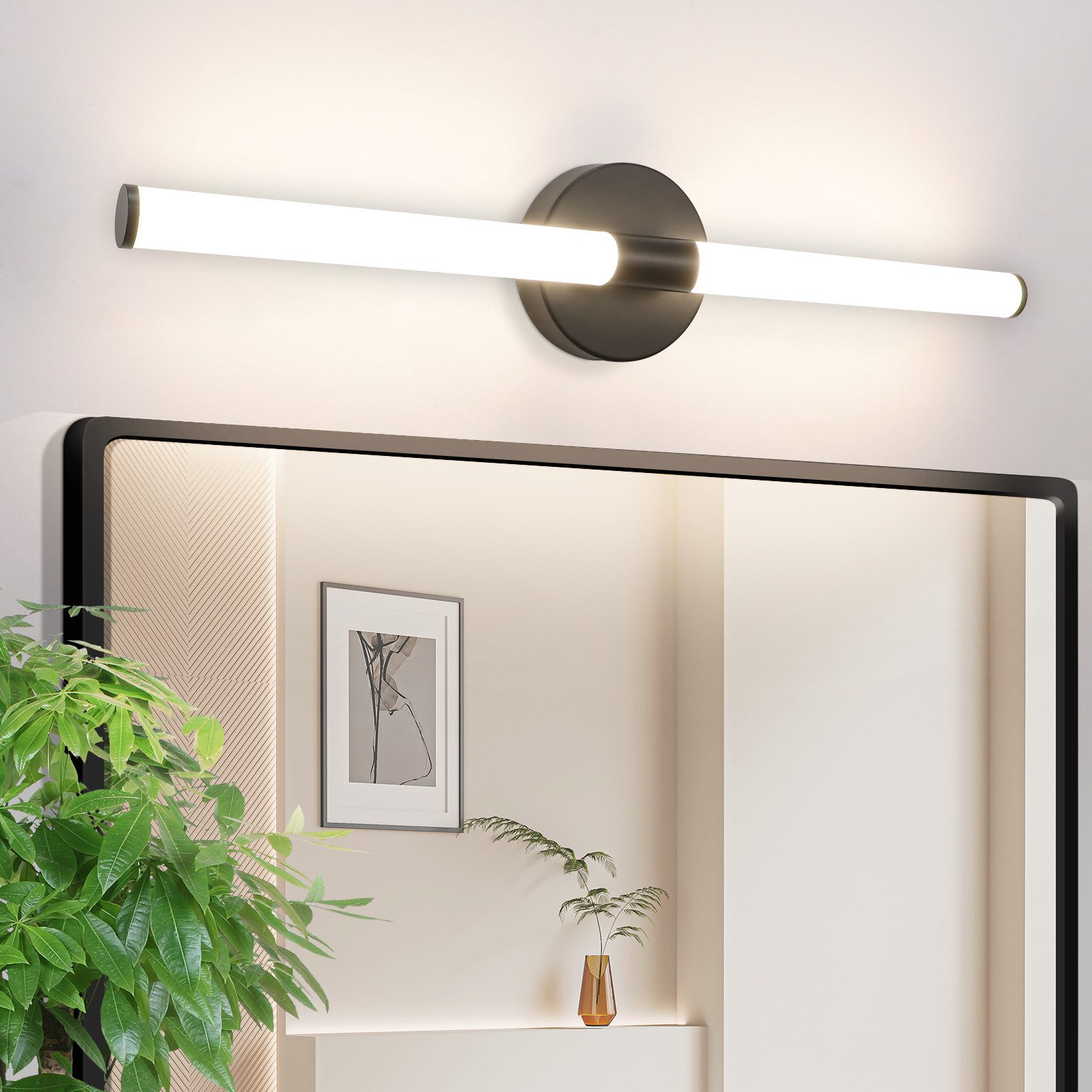 Nettlife lámpara de pared para baño LED negro 60x12