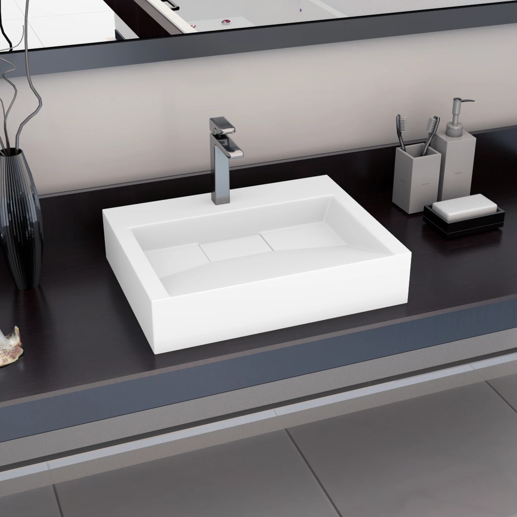 Lavabo 60x38x11 cm resina mineral/mármol blanco es7622