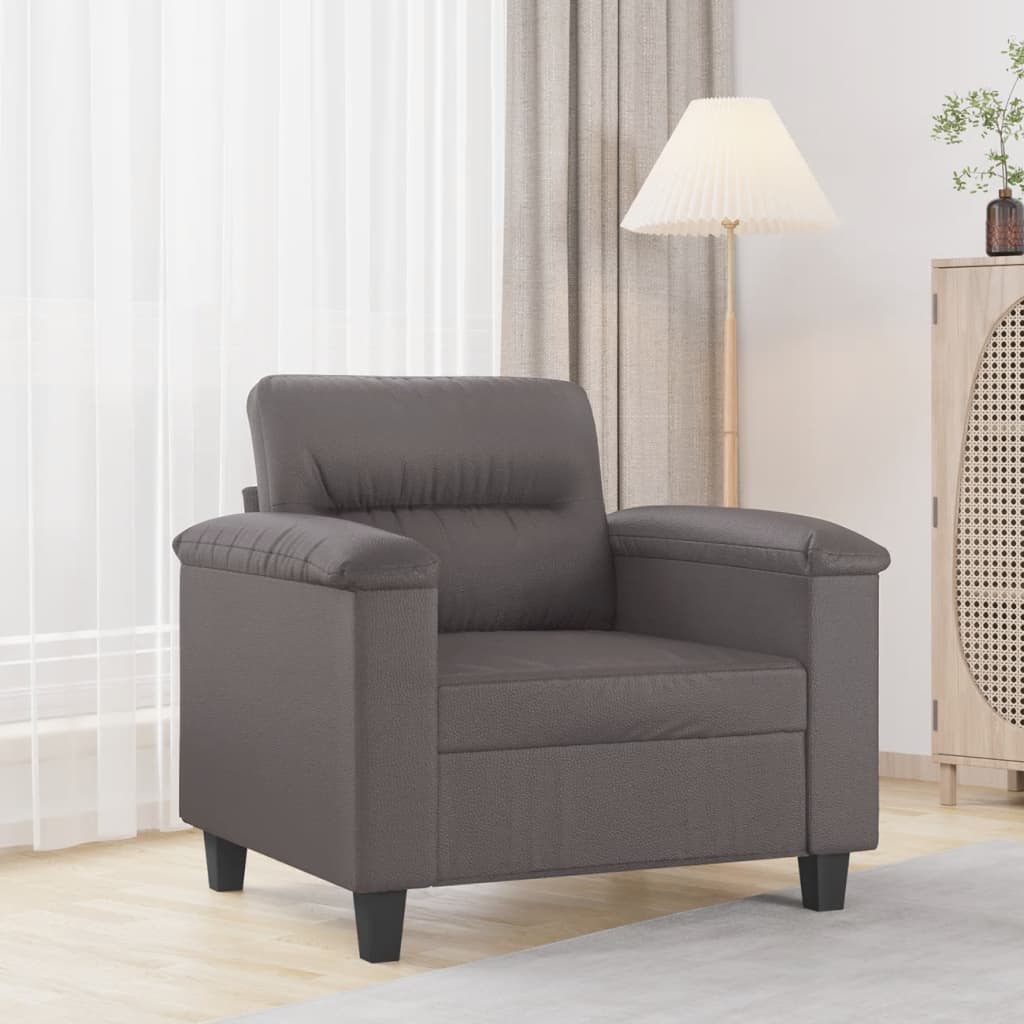 Sillón cuero sintético gris 60 cm qweo5348