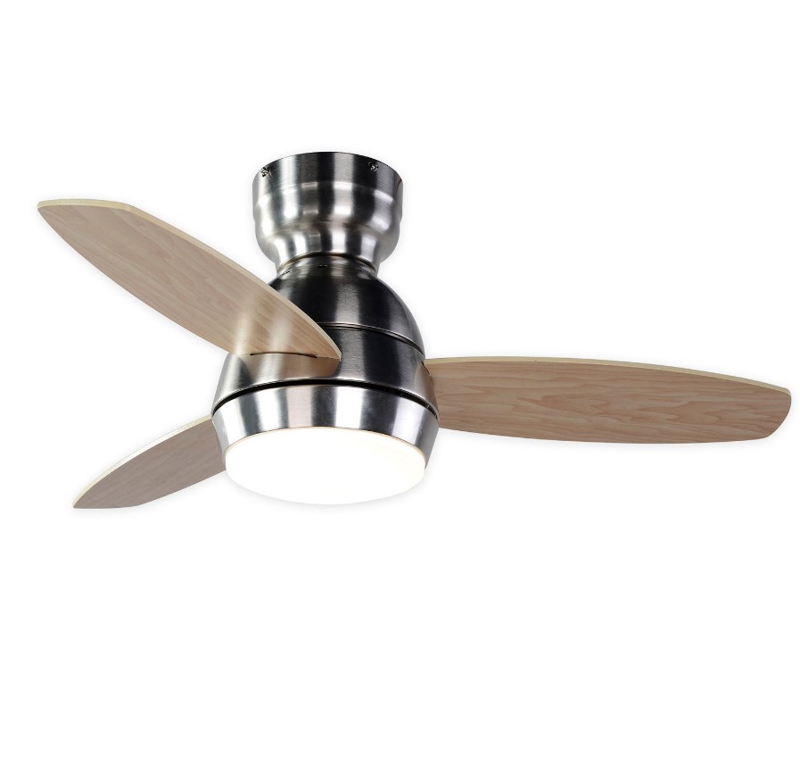 Ventilador de techo kekai mistral dc 92x34 cm 55w plata con aspas de madera