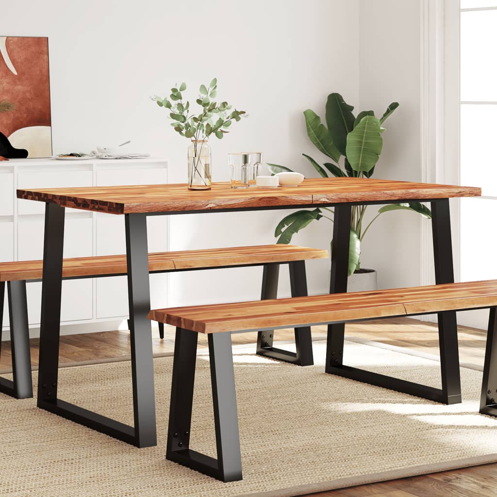 Mesa de comedor con borde vivo madera maciza acacia 140x80x75cm oif688159