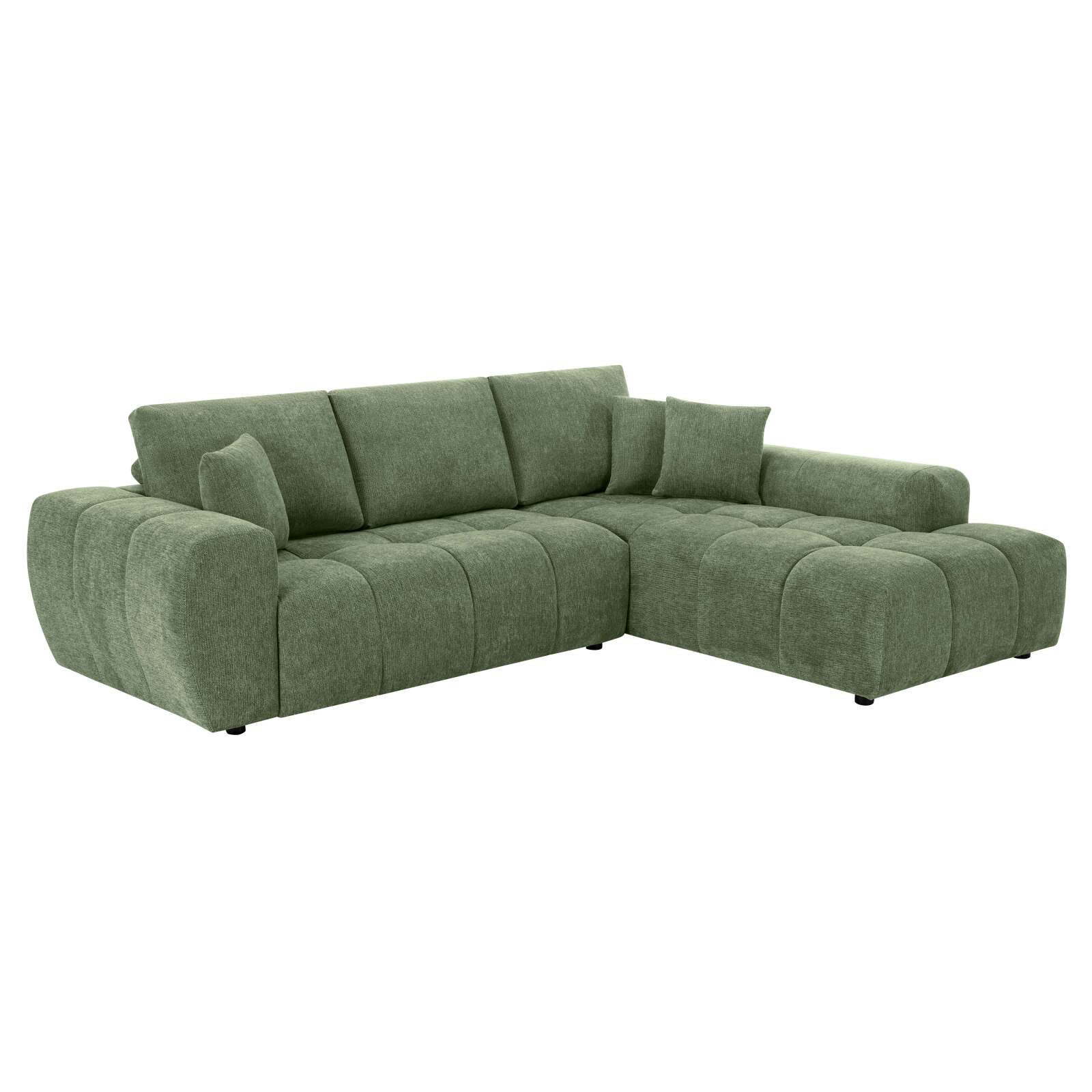 Oviala - sofá esquinero de 3 plazas con chaise longue verde 270 cm ancho
