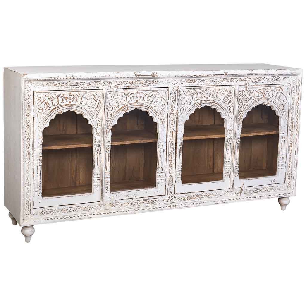 Aparador de madera blanca 204x43x101