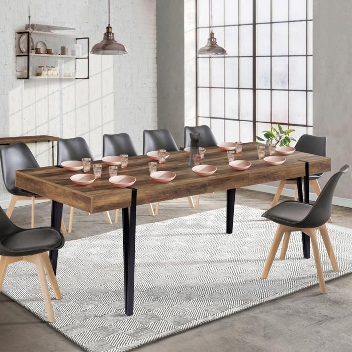 Mesa extensible de madera negra - 200-240 cm