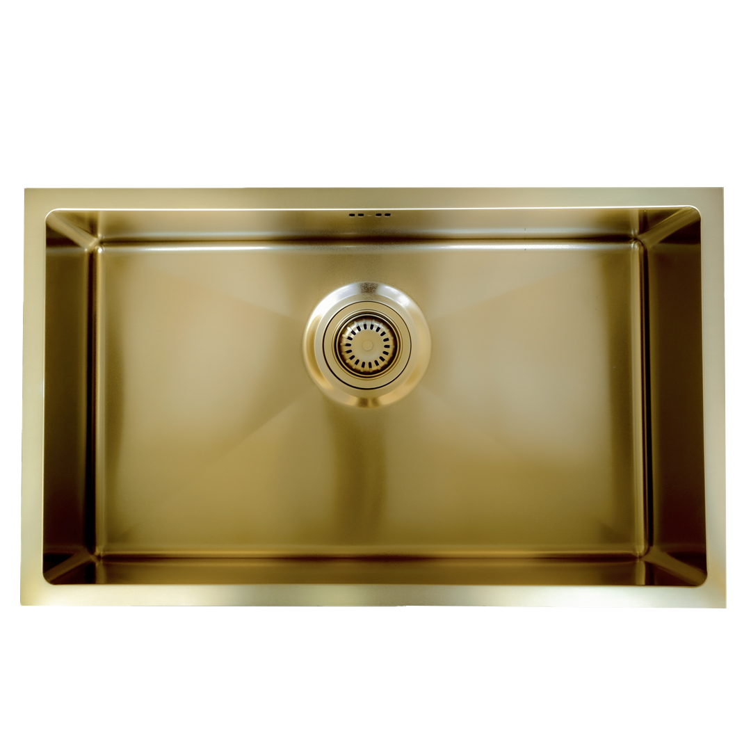 Luisa fregadero 1 cubeta grande 76x45 en acero inoxidable oro cepillado