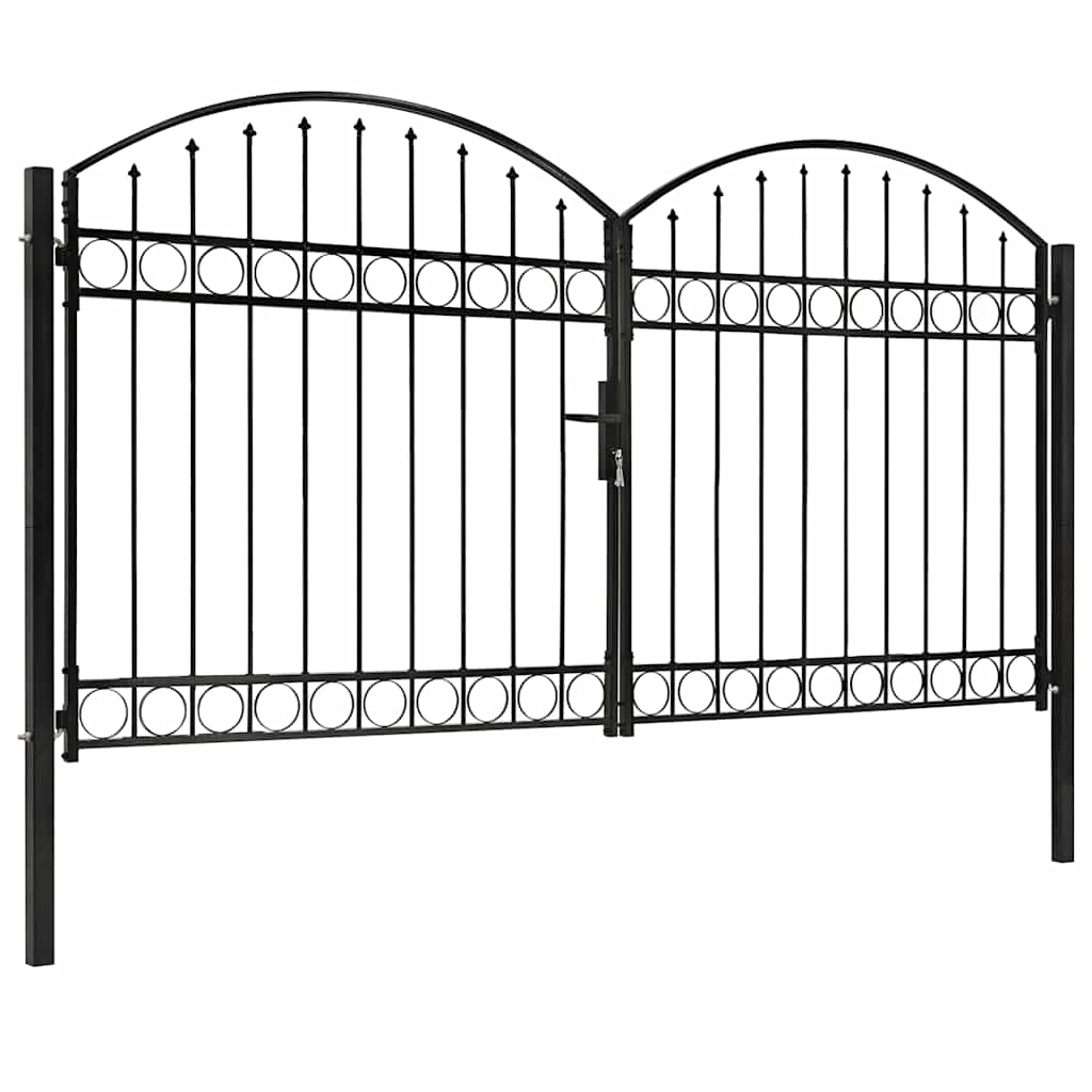 vidaXL puerta de valla assen de doble puerta con arco superior de acero