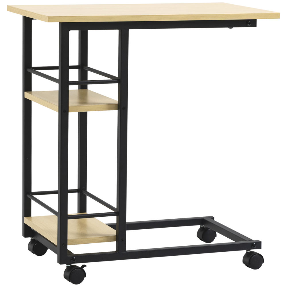 Mesa auxiliar móvil 60x34.5x64.5 cm color marrón Homcom