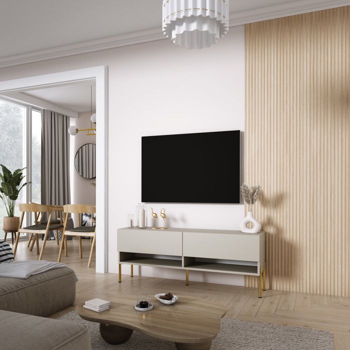 Mueble tv contemporáneo - cachemira - patas doradas - 140 x 32 x 52 cm