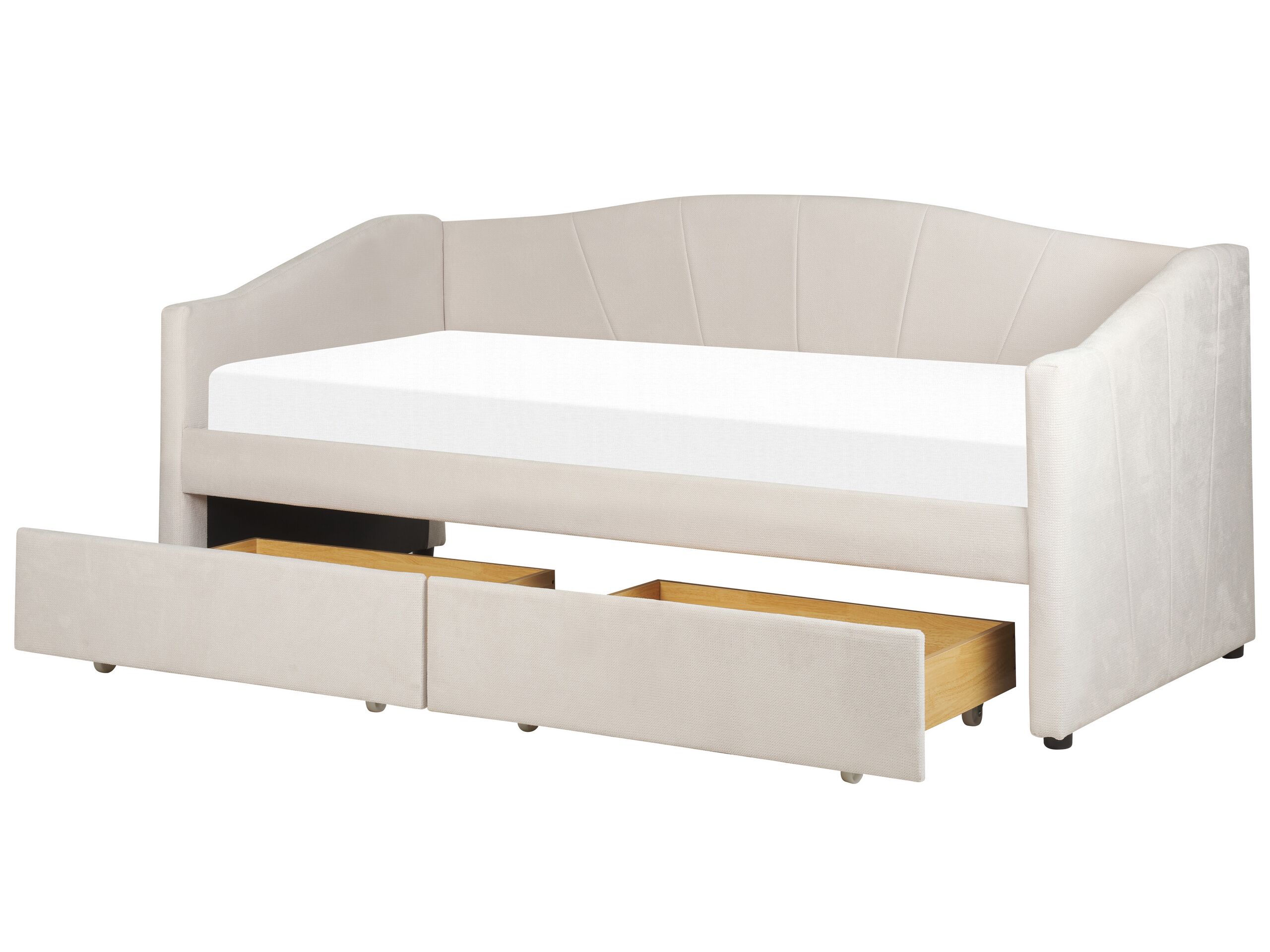 Cama con almacenaje vittel tela beige claro 90 x 200 cm
