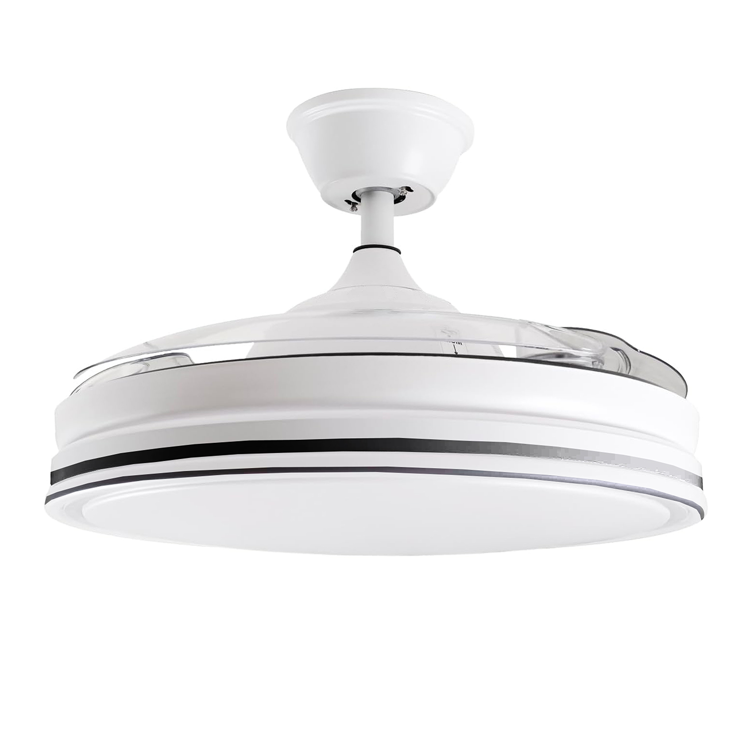Ventilador de techo con luz elysian blanco, 4 aspas retráctiles