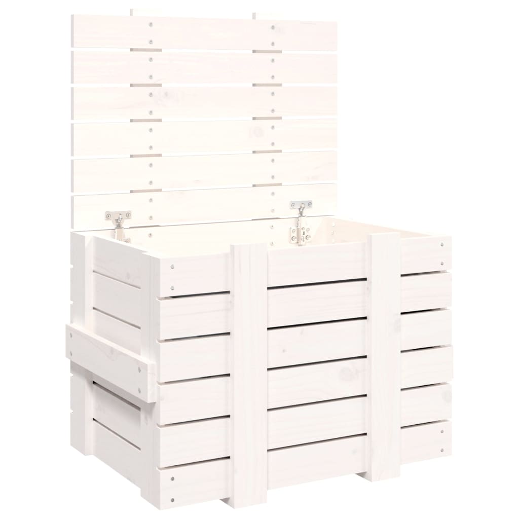 vidaXL caja de almacenaje madera maciza de pino blanca 58x40,5x42 cm