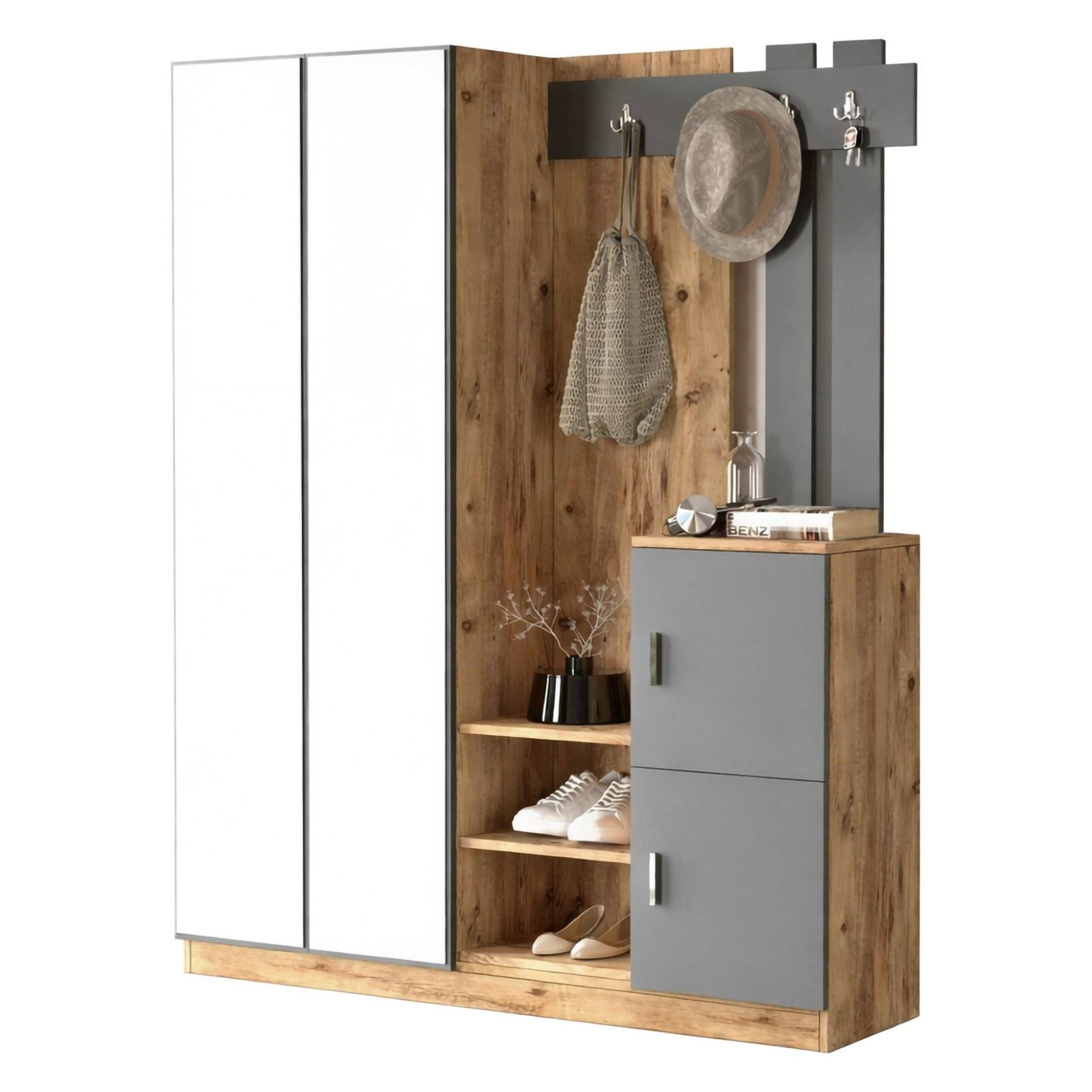 Mueble de entrada arcibaldo, 16-24 pares, en madera nobilitada