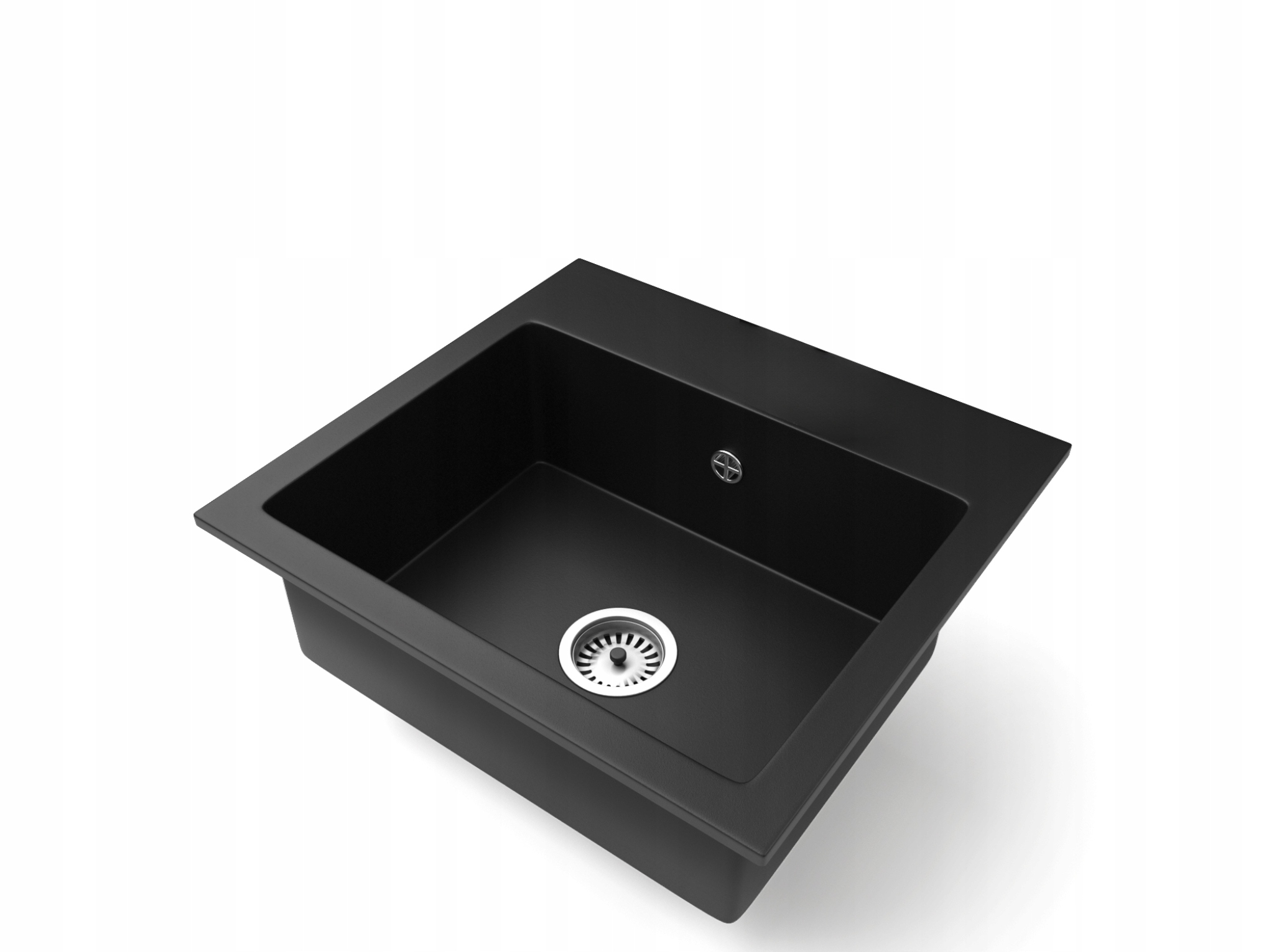 Fregadero cocina negro 41,5x44,2cm, fregadero granito 1 seno + sifón