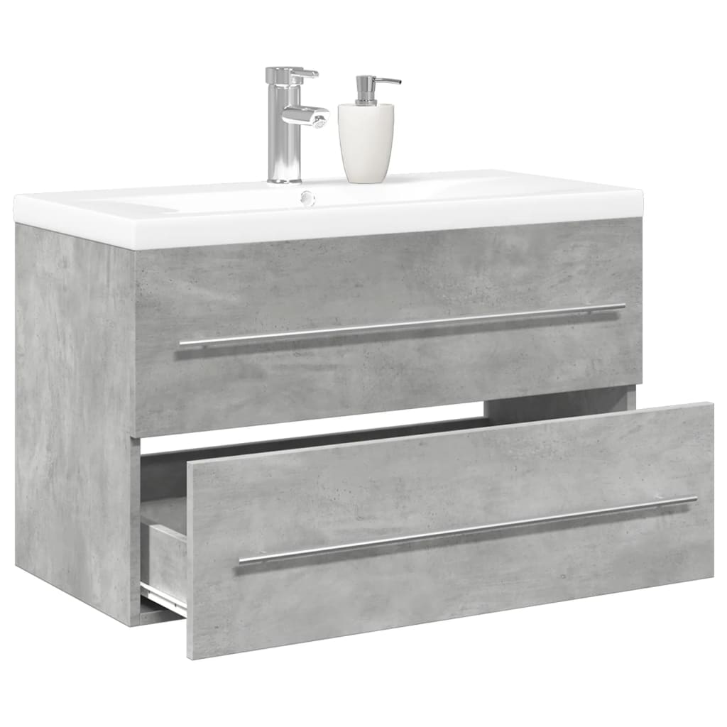 Set muebles de baño 2 piezas madera contrachapada gris hormigón esb6983