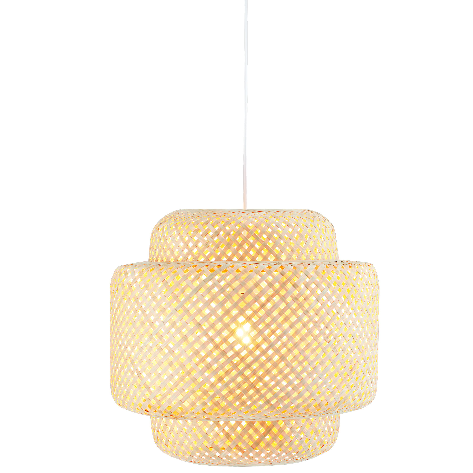 Lámpara de techo trenzada con bambú de estilo boho y 40 w, marrón