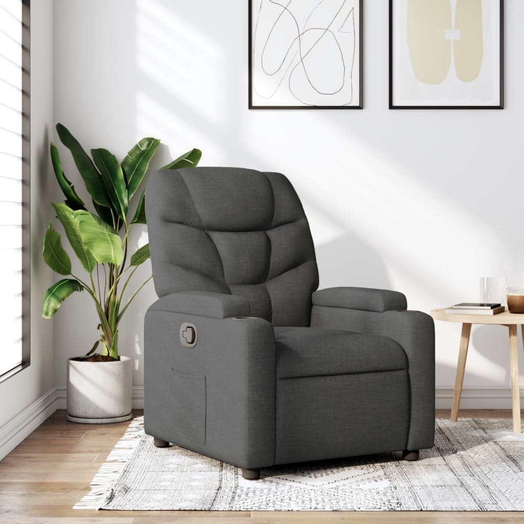 Sillón reclinable de tela gris oscuro qweo2677