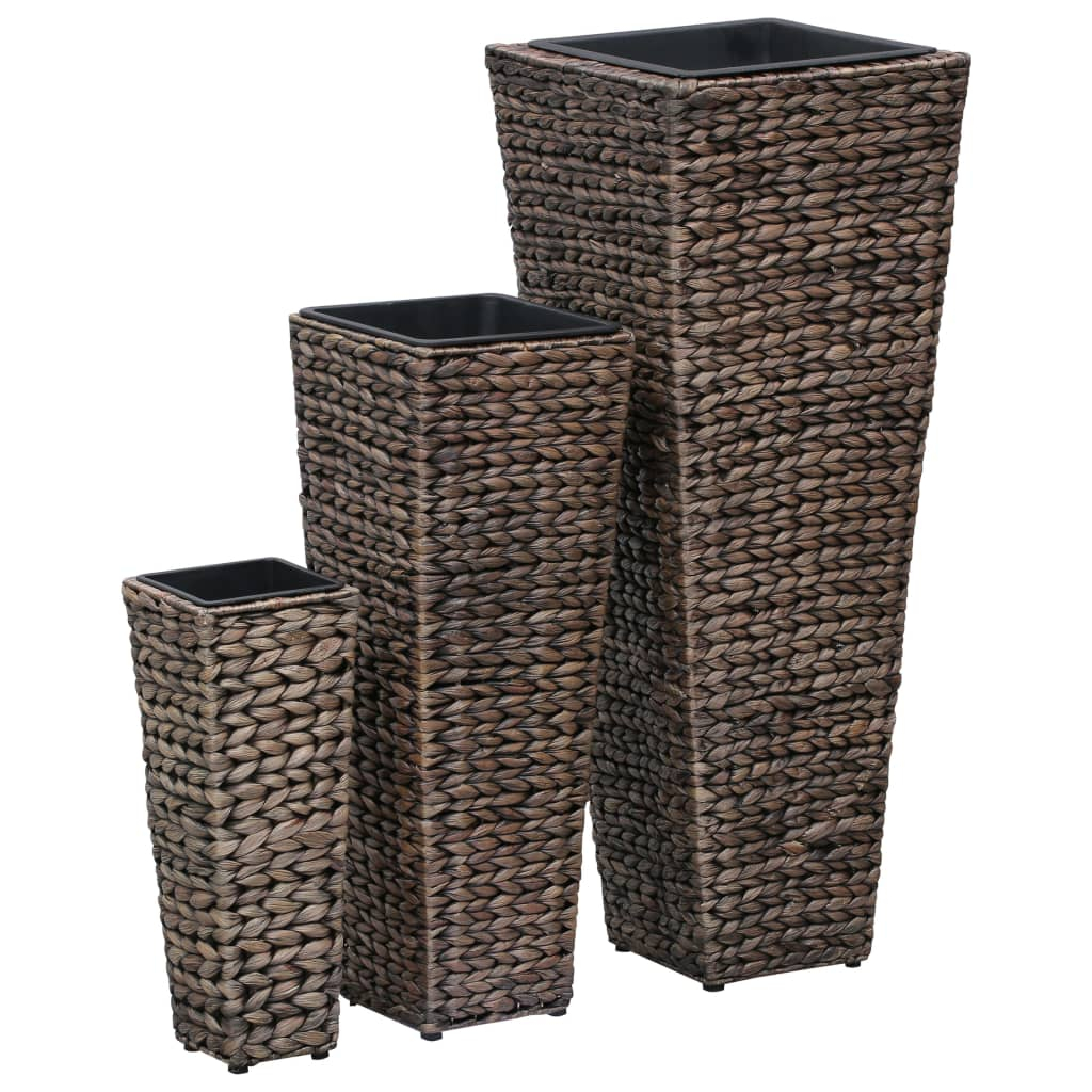 vidaXL conjunto de arriates 3 piezas jacinto de agua marrón oscuro
