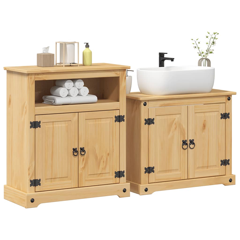 Juego de muebles de baño corona 2 pzas madera maciza pino esb8624