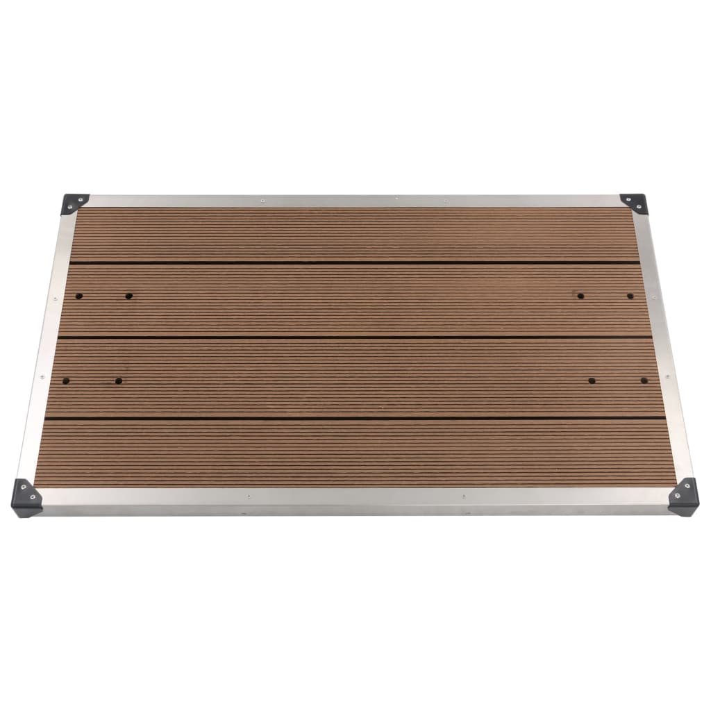 vidaXL plato de ducha de jardín wpc acero inoxidable marrón 110x62 cm