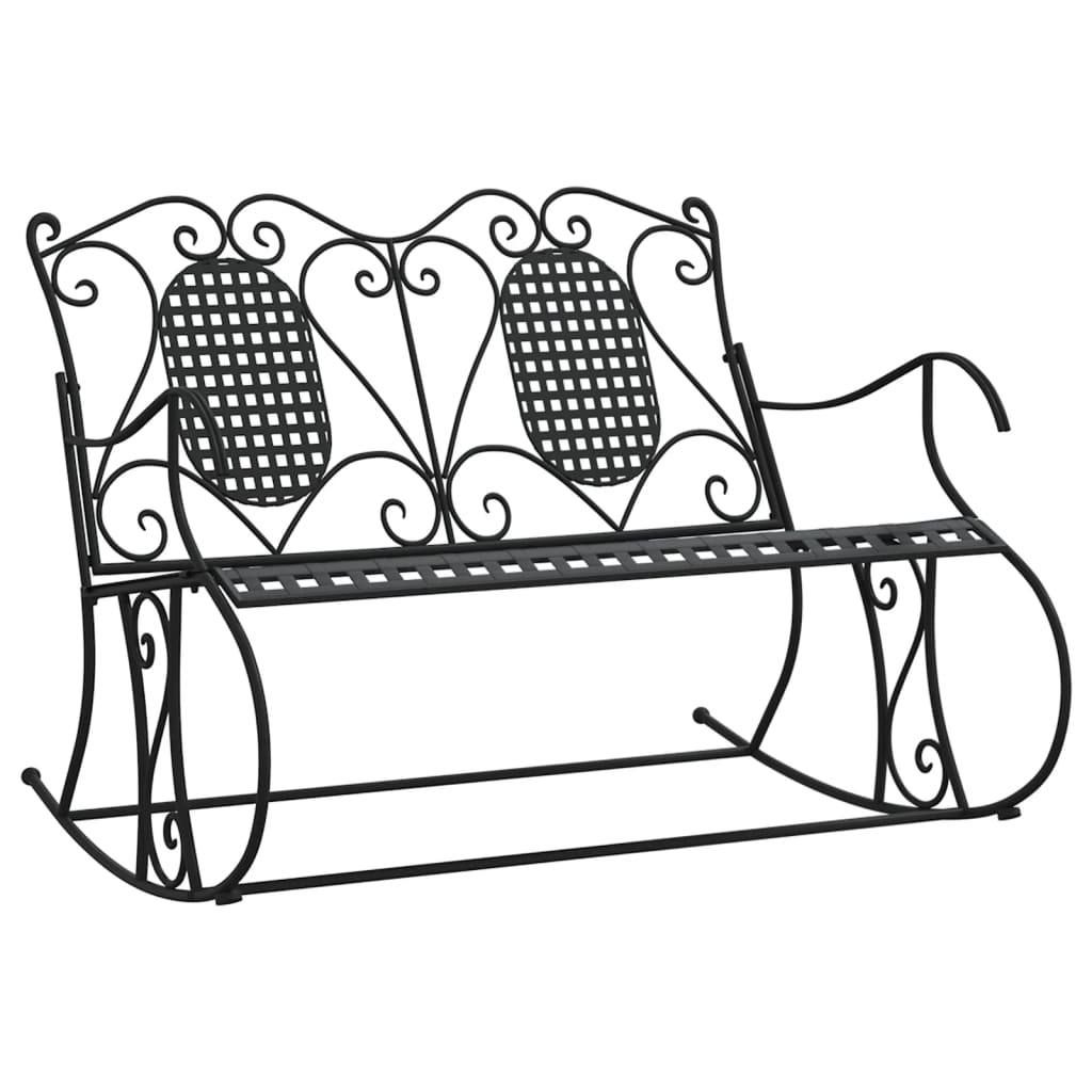vidaXL banco mecedor de jardín de dos plazas acero negro 113 cm