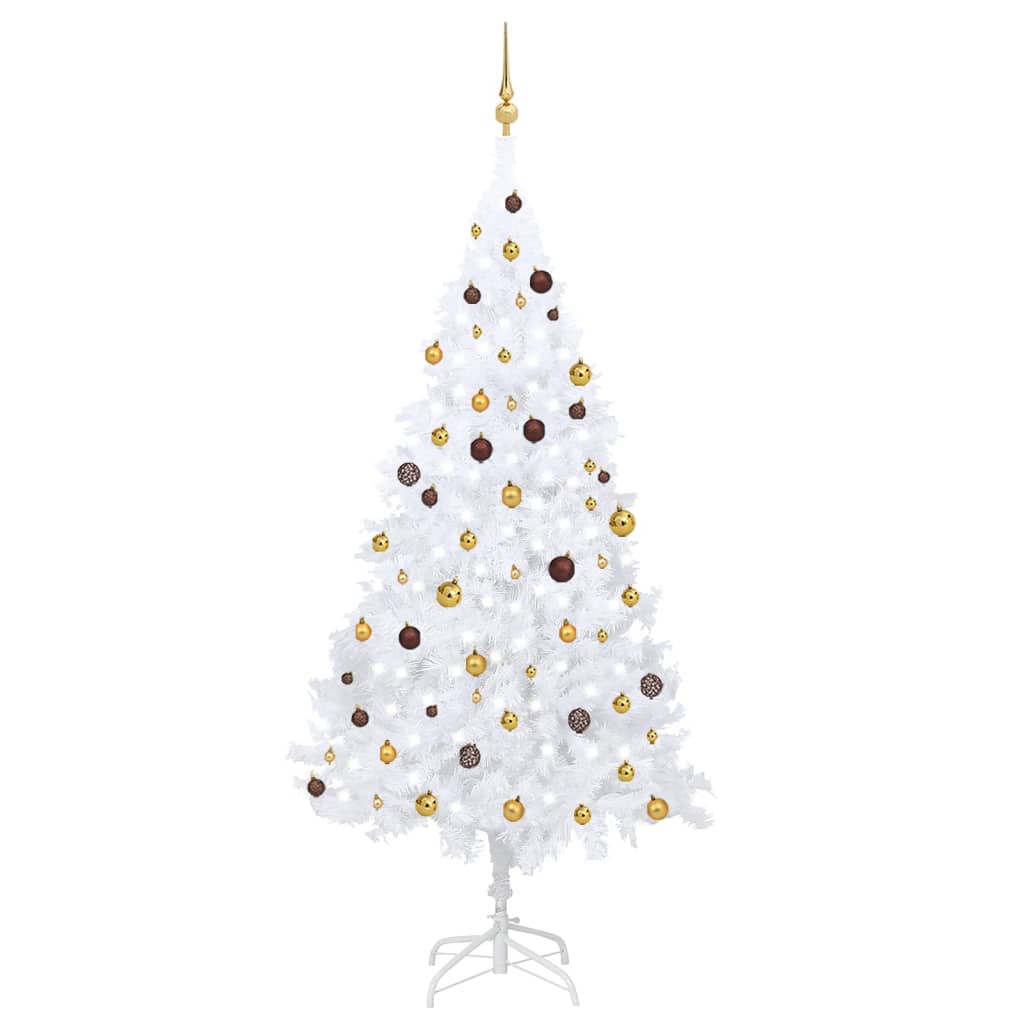 vidaXL árbol de navidad preiluminado con luces y bolas blanco 240 cm