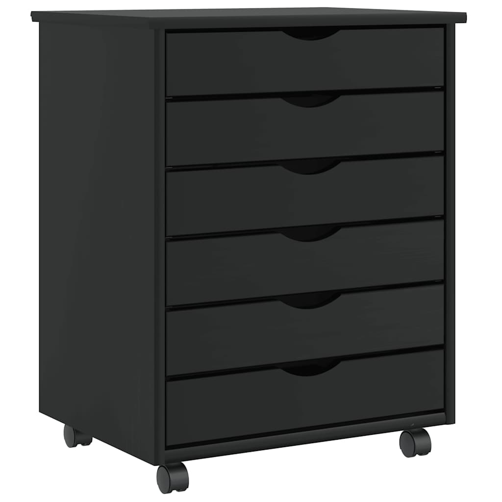 Cajonera con ruedas moss madera maciza de pino negro efe5122